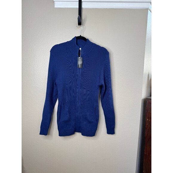 NWT-Coofandy Women's Blue Sweater Size M cardigan long sleeve zip‎ up polyester - Picture 1 of 7